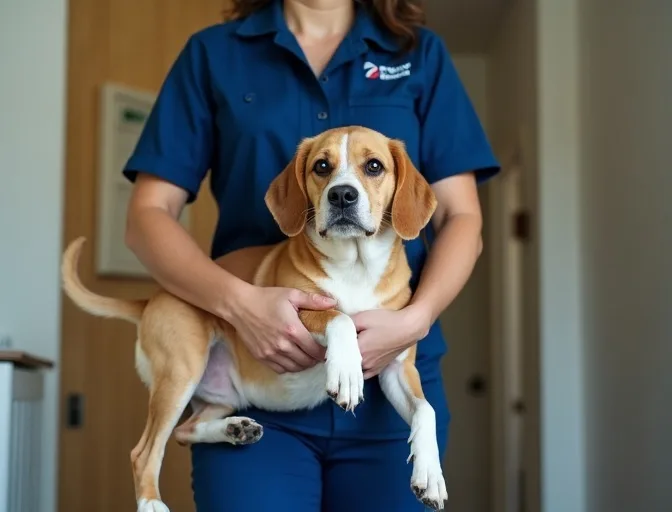 Technician respectfully transporting a deceased dog in Point Cook